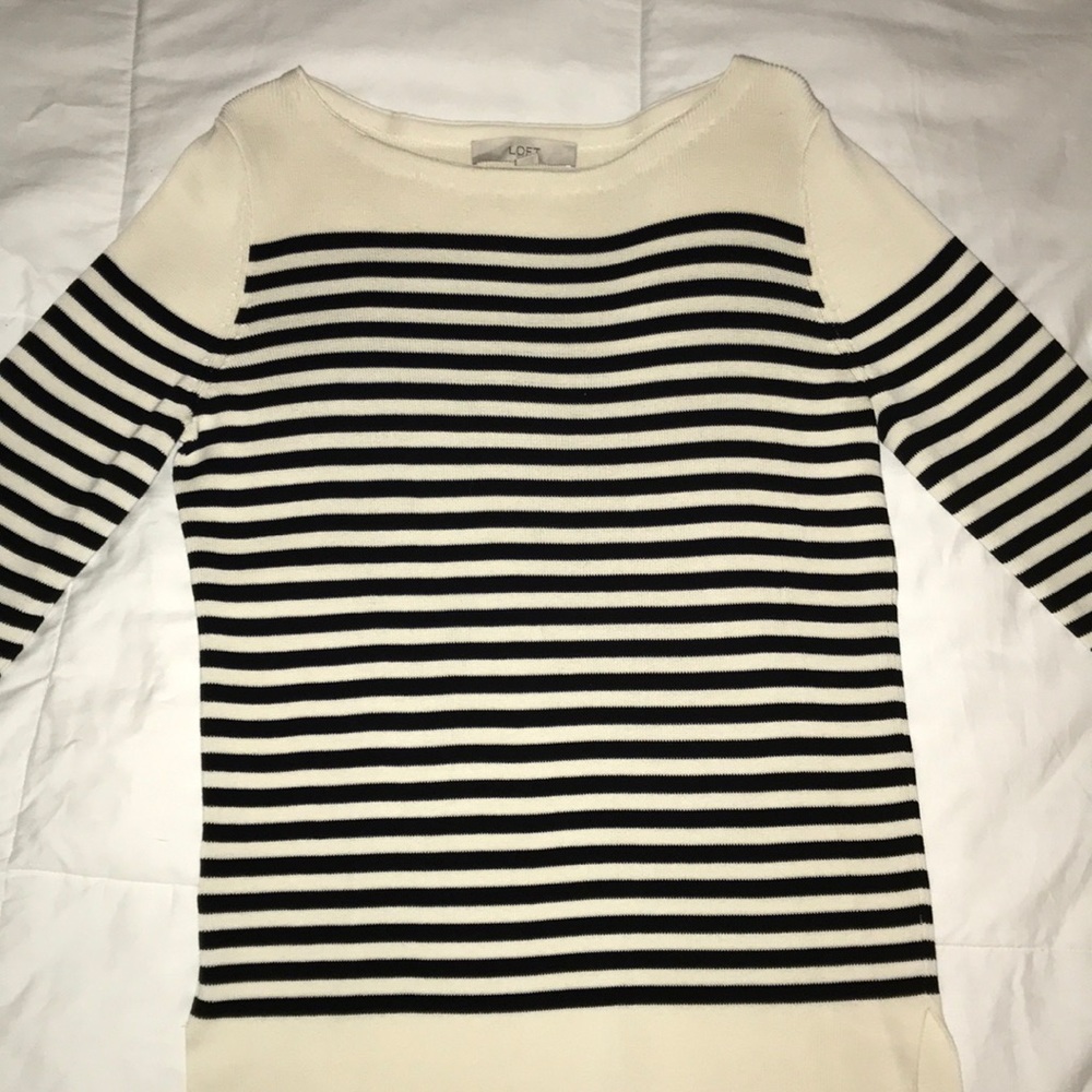 Loft beige and black stripped sweater